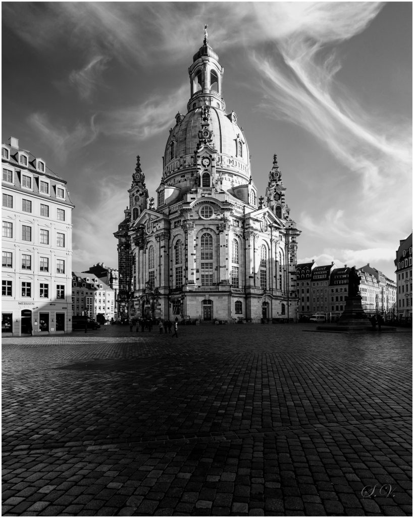 frauenkirche, dresden, altstadt, kopfsteine